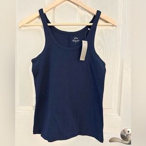 NWT J. Crew Scoop Neck Tank Top Navy Organic Cotton